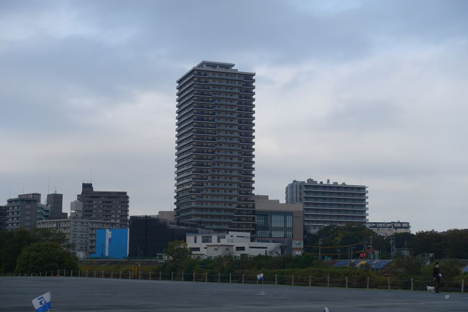 先月、入居が始まった、新綱島駅前の高層マンションが見えます。