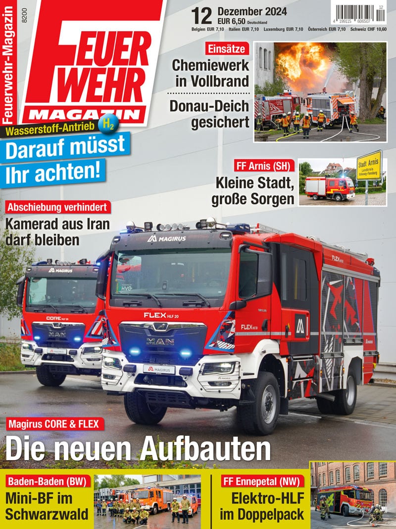 Artikel im Feuerwehr-Magazin 12/2024 über Verhalten bei verunfallten Wasserstoff-Fahrzeugen