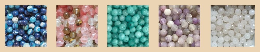 Vielfältige Schmucksteine in verschiedenen Farben – ideal für Mala- und Schmuckdesign