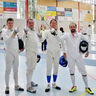 Foto v.l.n.r.: Joscha Vogel, Dieter Krewet, Markus Vogel und Julius Herzhoff. Bildrechte KHC.