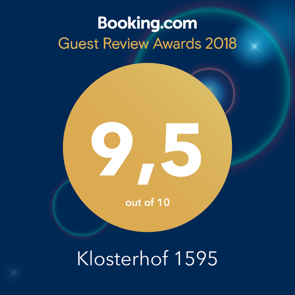 booking.com Guest Review Reward 2018 für Klosterhof1595 Ferienwohnungen