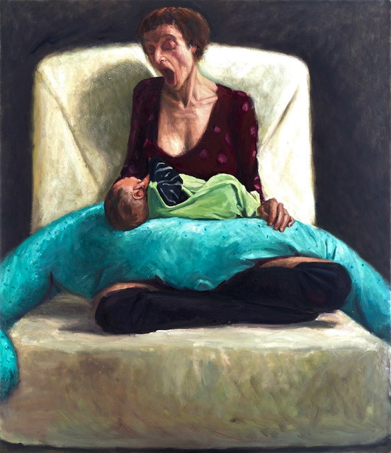Bettina Moras: *Maternità*, 2016, Öl/Leinwand, 140 x 120 cm