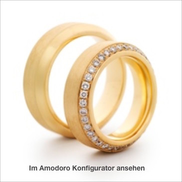 einmalige Symbole Ihrer Liebe: Roségold 750, mit Brillanten im Damenring, umlaufend im Verschnitt gefasst.