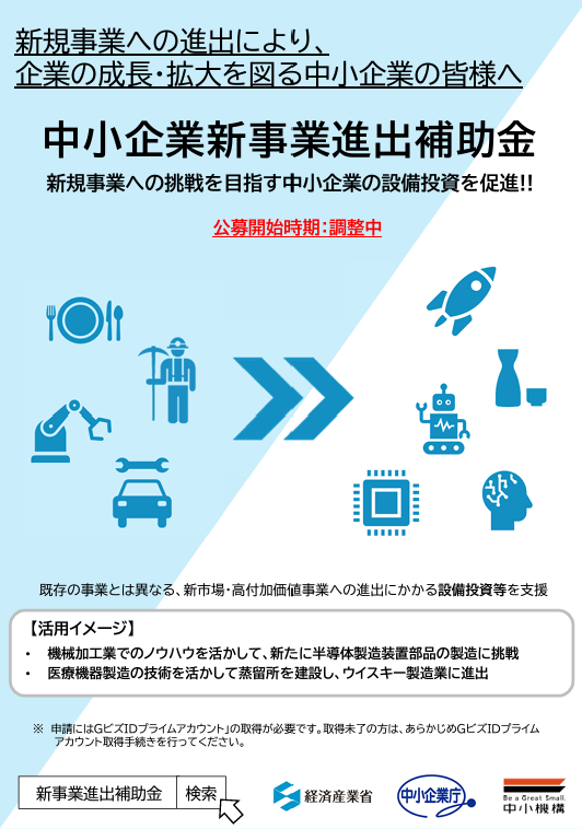 【令和６年度補正予算／設備投資に使える補助金】「新事業進出補助金」「中小企業成長加速化補助金」「中堅・中小成長投資補助金」の３つを比較！