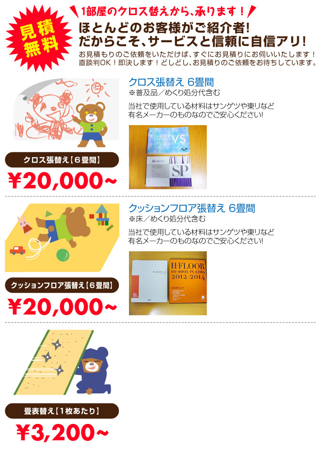 クロス張替の料金