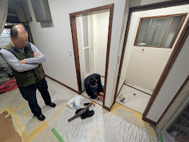 岐阜県岐阜市の３階建て住宅の脱衣場の内装工事中！