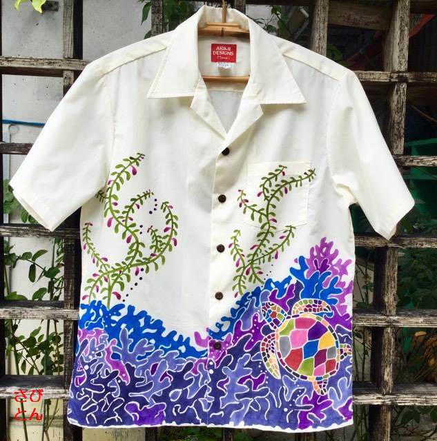 手結　レディース　かりゆしウェア　クールビズ　七分袖　アロハシャツ　紅型 knit-garden_g1134p