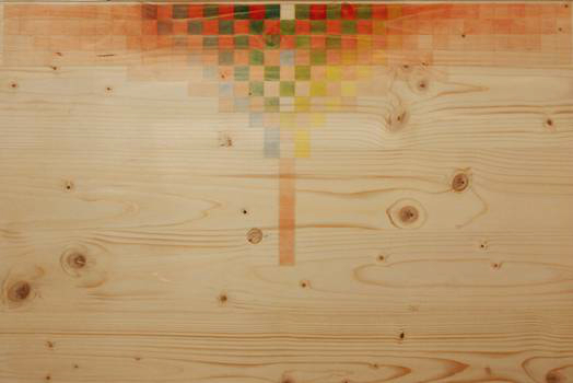 Growth 1 -red, 2014. Acrylic on wood. 75x 50cm