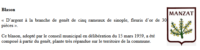 SOURCE : SITE INTERNET MAIRIE MANZAT
