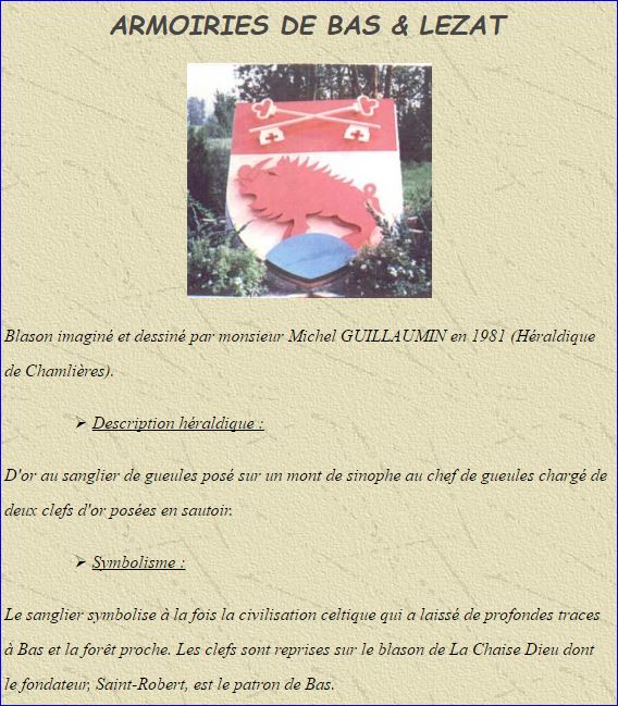 SOURCE : SITE INTERNET MAIRIE BAS-ET-LEZAT