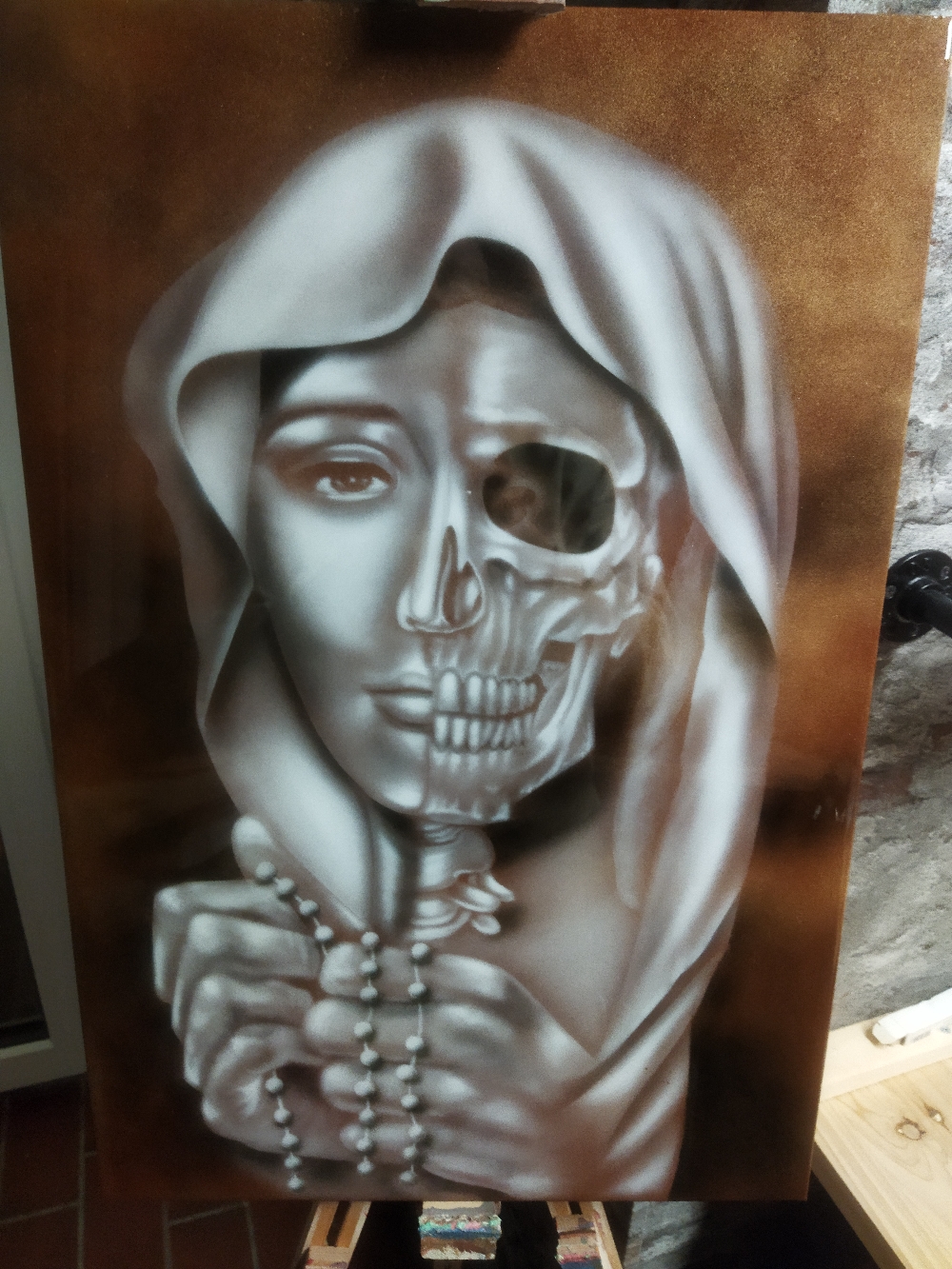 Airbrush auf Aluverbundplatte 