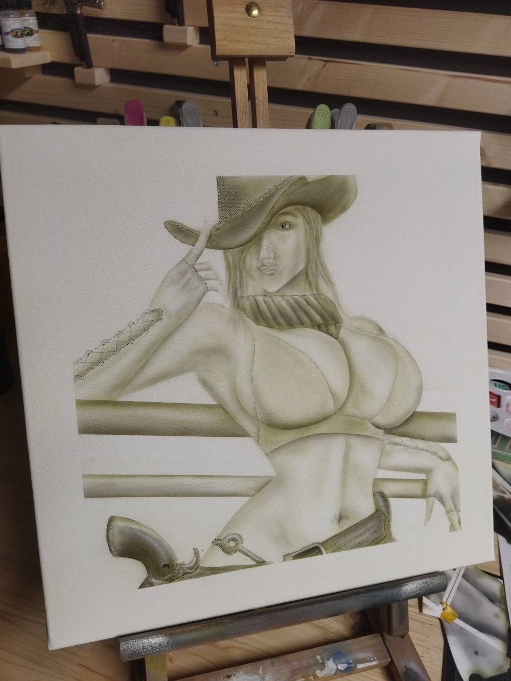 Airbrush auf einem Keilrahmen 