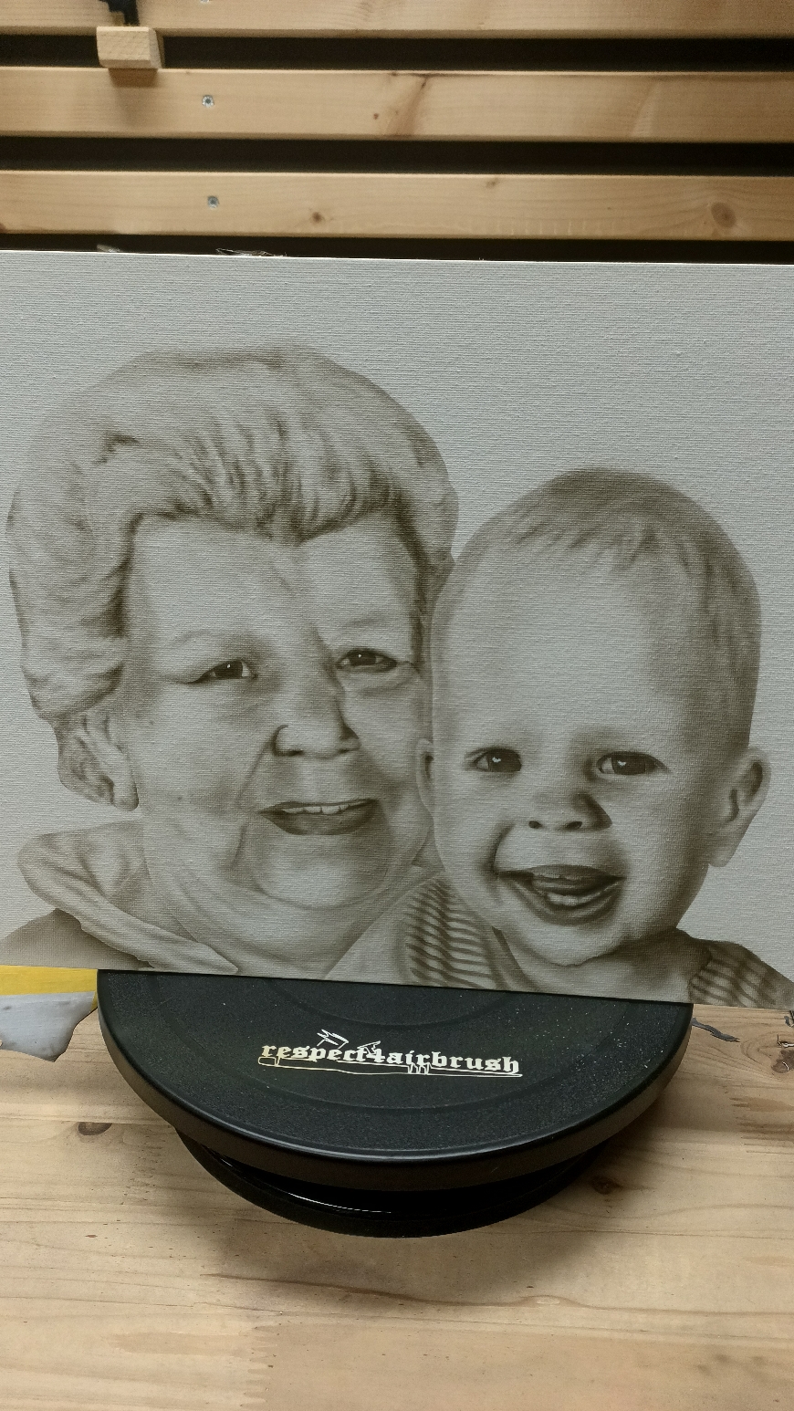 Airbrush 'Portrait der Liebsten' auf einer Leinwand 