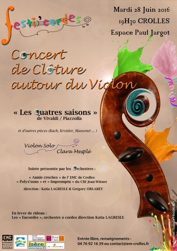 ecole de musique emc crolles-grésivaudan : affiche concert festicordes le 28-06-2016