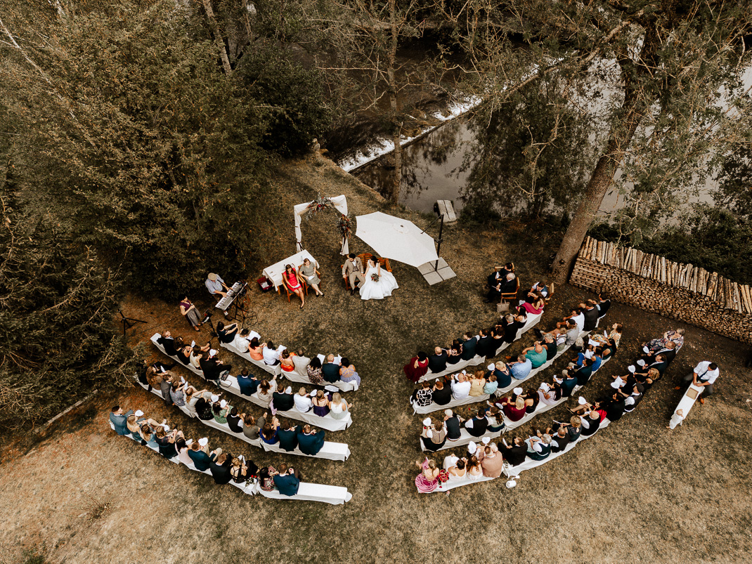 Gasthof Sempt Hochzeitsfotografie mit Drohne