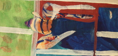 Secret Paintings 22/29: Biene, Mischtechnik auf Holz, 20 x 40 cm, 2015