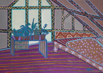 Schlafzimmer, Öl auf Karton, 30 cm x 42 cm