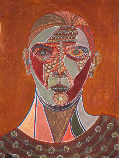 Selbstportrait mit brauner Bluse - 2015, Öl auf Leinwand, 35 cm x 47 cm