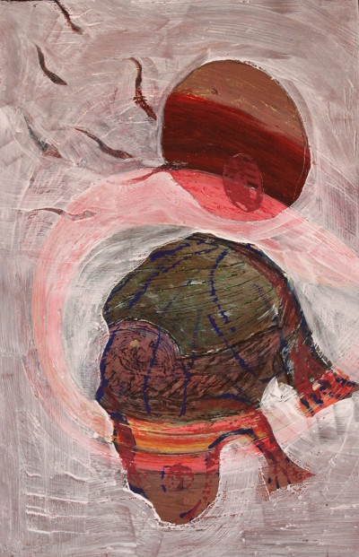 Secret Paintings 5/29: Kröte, Mischtechnik auf Spanplatte, 36 x 56 cm, 2015