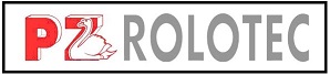 Logo von PZ Rolotec mit rotem Schriftzug und stilisiertem Schwan, Küchenstudio Prenzlau