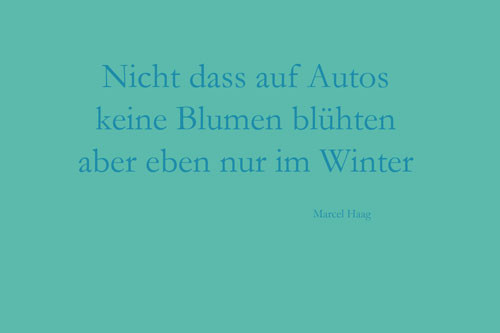 Deutsche Poesie - Nicht dass auf den Autos - Marcel Haag