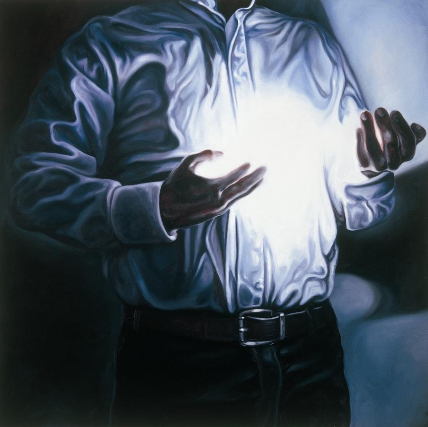 Mann mit Licht I, 190x190cm, Öl auf Leinwand, 2009