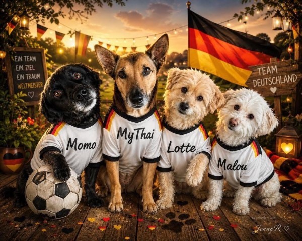 Unser Hunderudel als WM Maskottchen