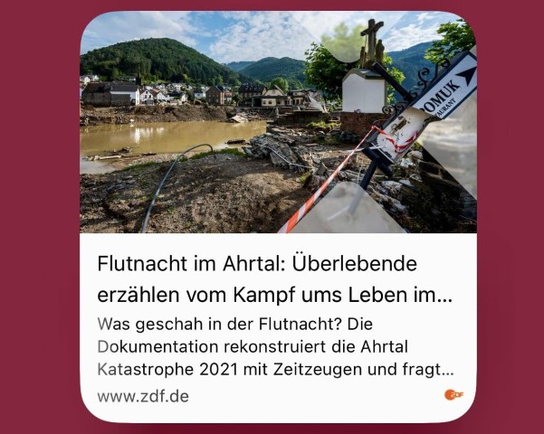 Ahrtal Flut Doku im ZDF