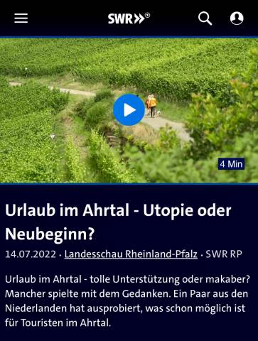 Urlaub im Ahrtal? TV Beitrag SWR