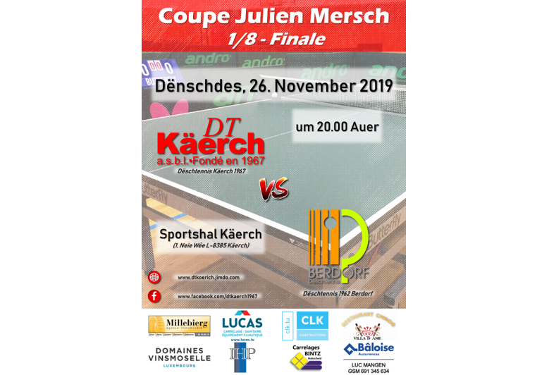 Coupe Julien Mersch Dënschdes, den 26.11.2019 / 20h00