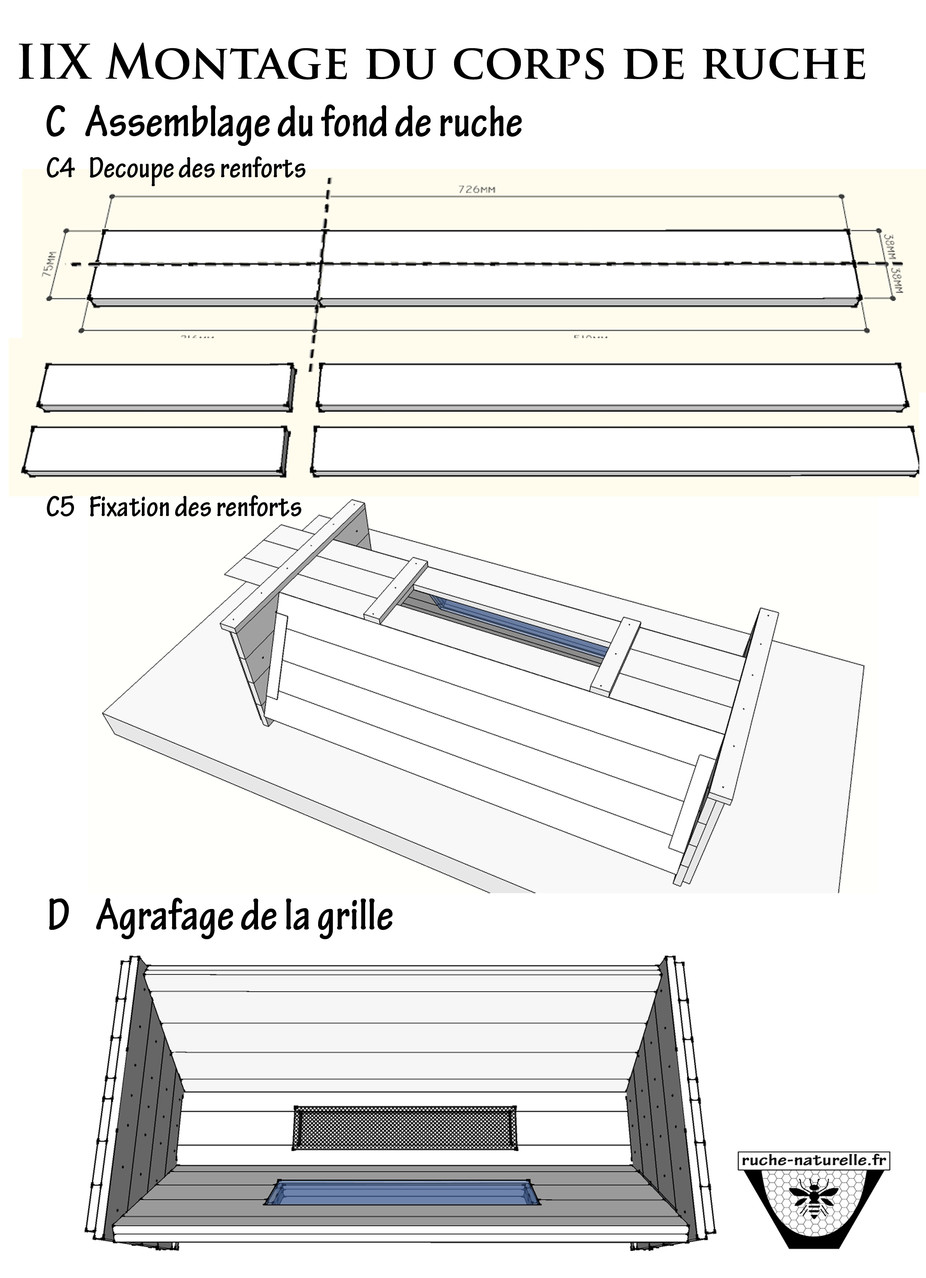 Plan ruche en palettes, assemblage de du fond de ruche.