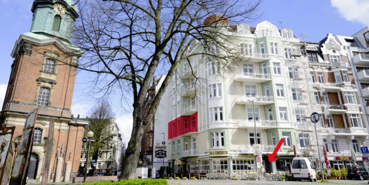 Aussenansicht des Physioatelier Hamburg am Spadenteich