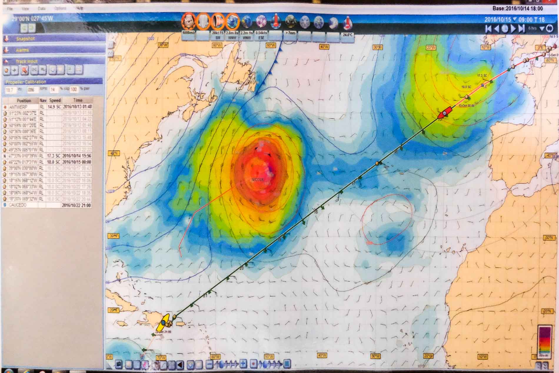 Unsere Route über den Atlantik vs. Hurricane "Nicole"