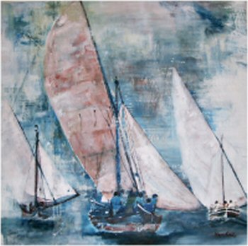 "Regatta Lateinersegel",  Acryl a. Segel, 80 x 80, Kat.-Nr. 03214