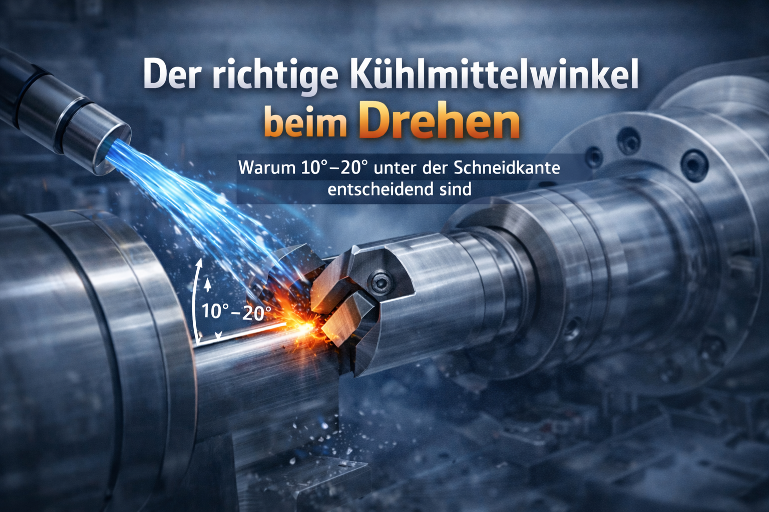 Der richtige Kühlmittelwinkel beim Drehen – warum 10°–20° unter der Schneidkante entscheidend sind