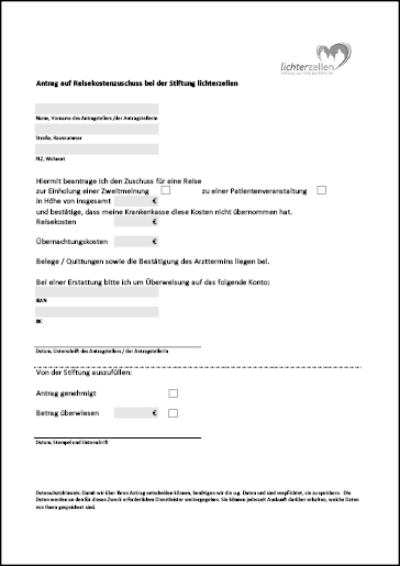 Antrag auf Reisekostenzuschuss