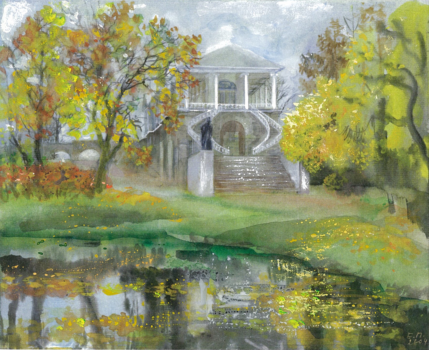 Cameron-Gallery in Tsarskoye Selo. 2004. Paper, water color, white.