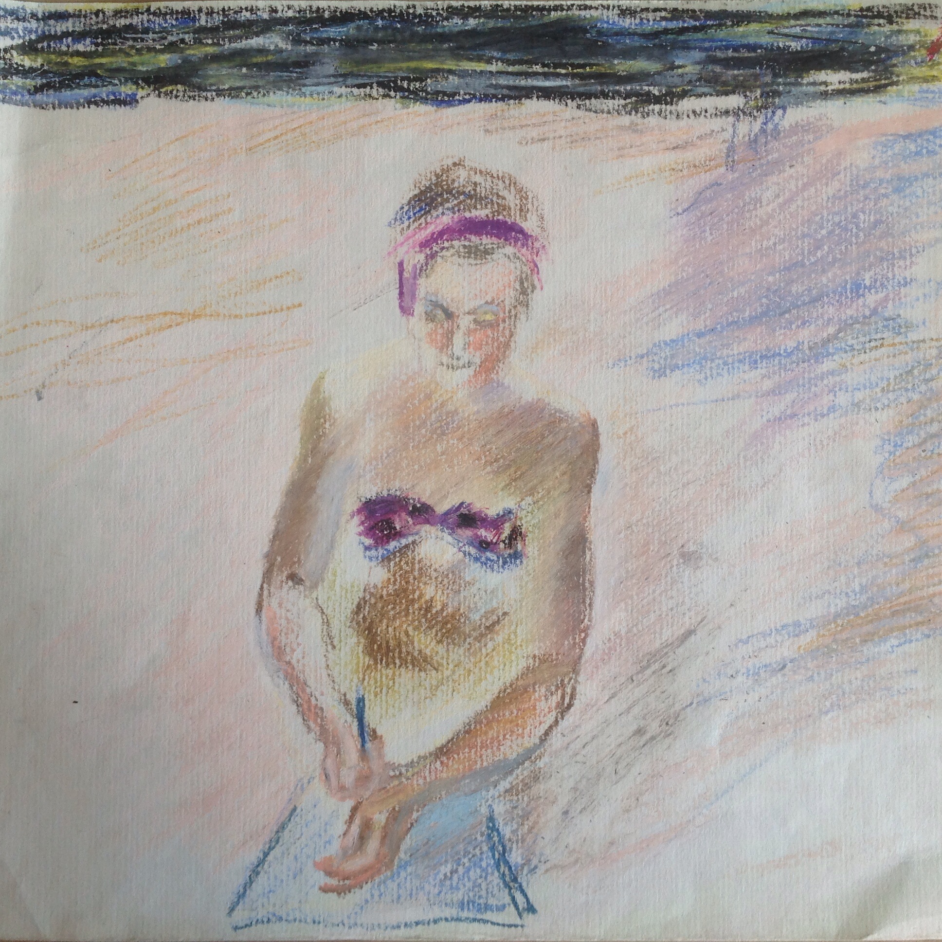Lena is drawing. 1979. Paper, pastel.