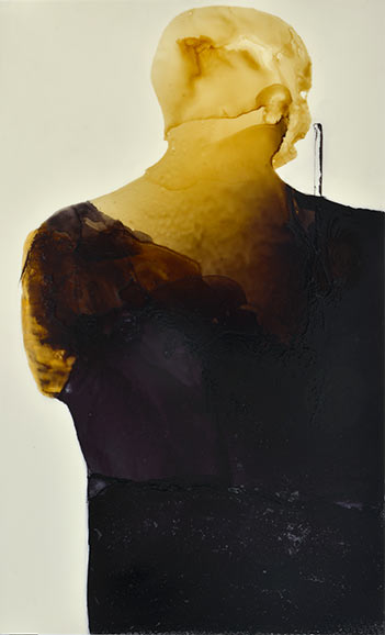 Der Krieger, 110 x 167 cm, Schellack, Klavierlack auf Acryl, 2016