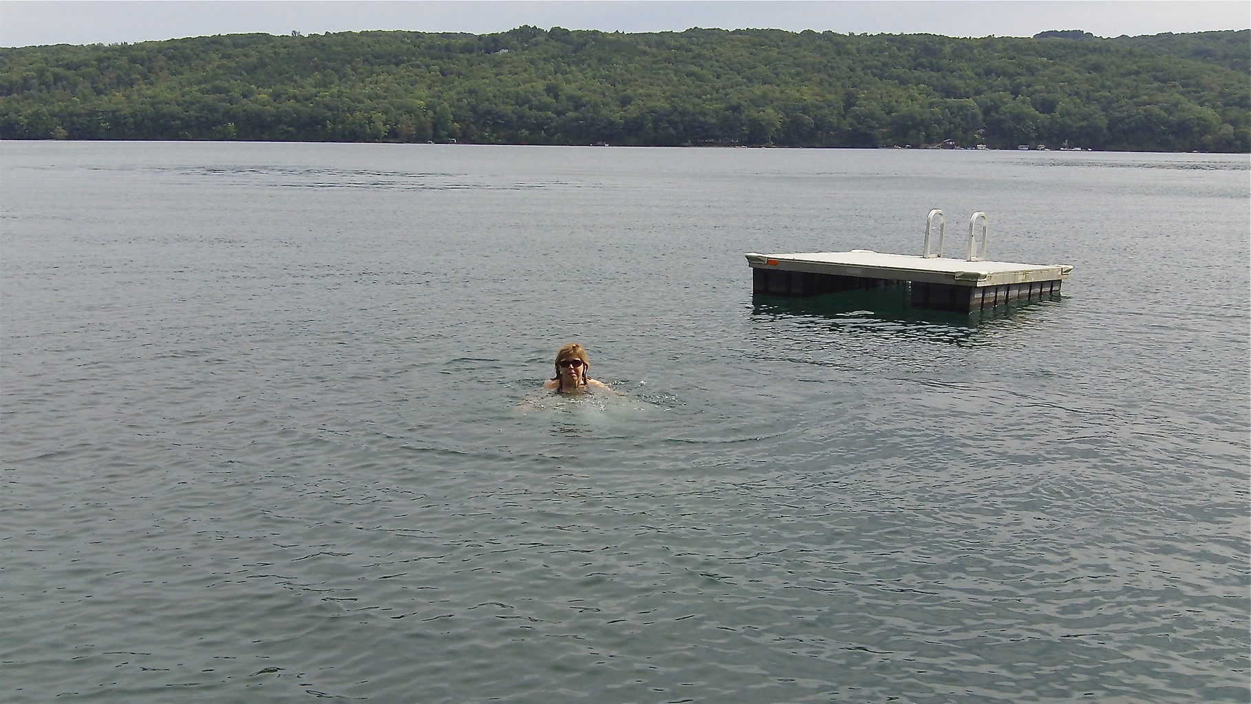 Barbara takes a refreshing dip in the lake!