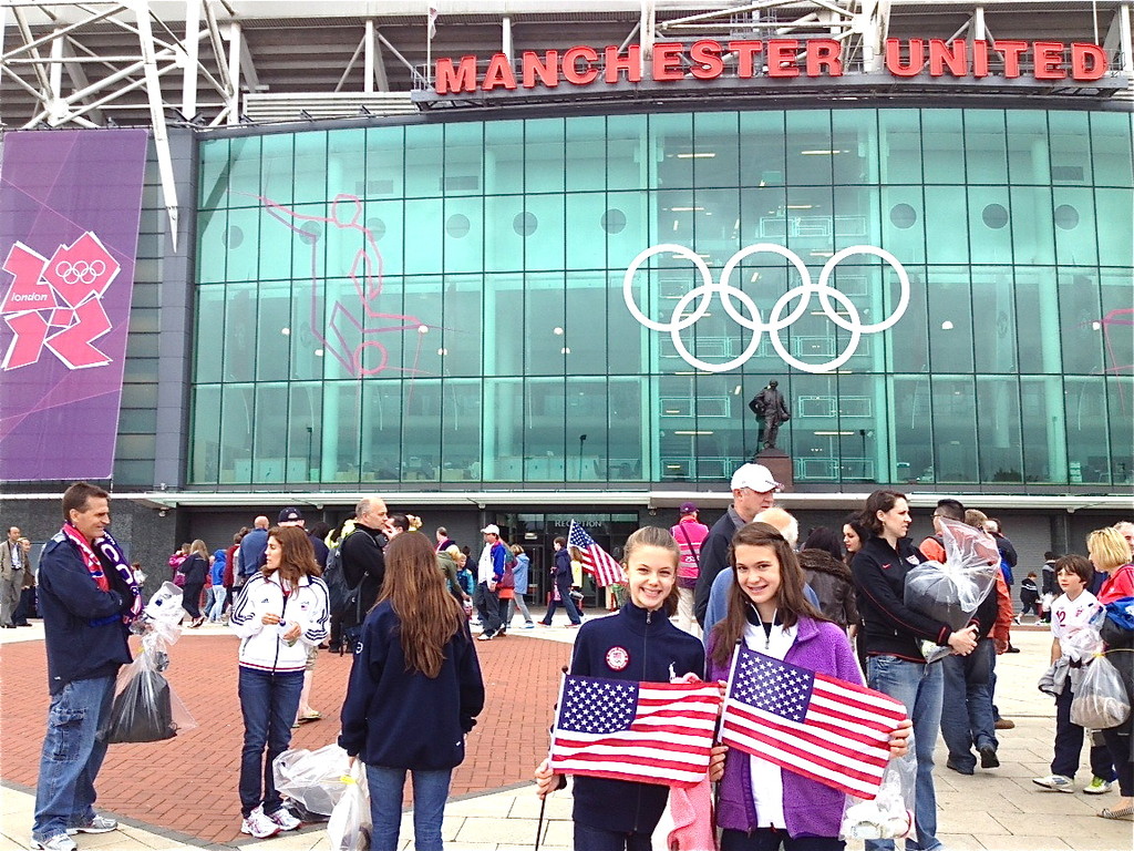 Kate & Ellie outside of Manchester Stadium 7-31-12