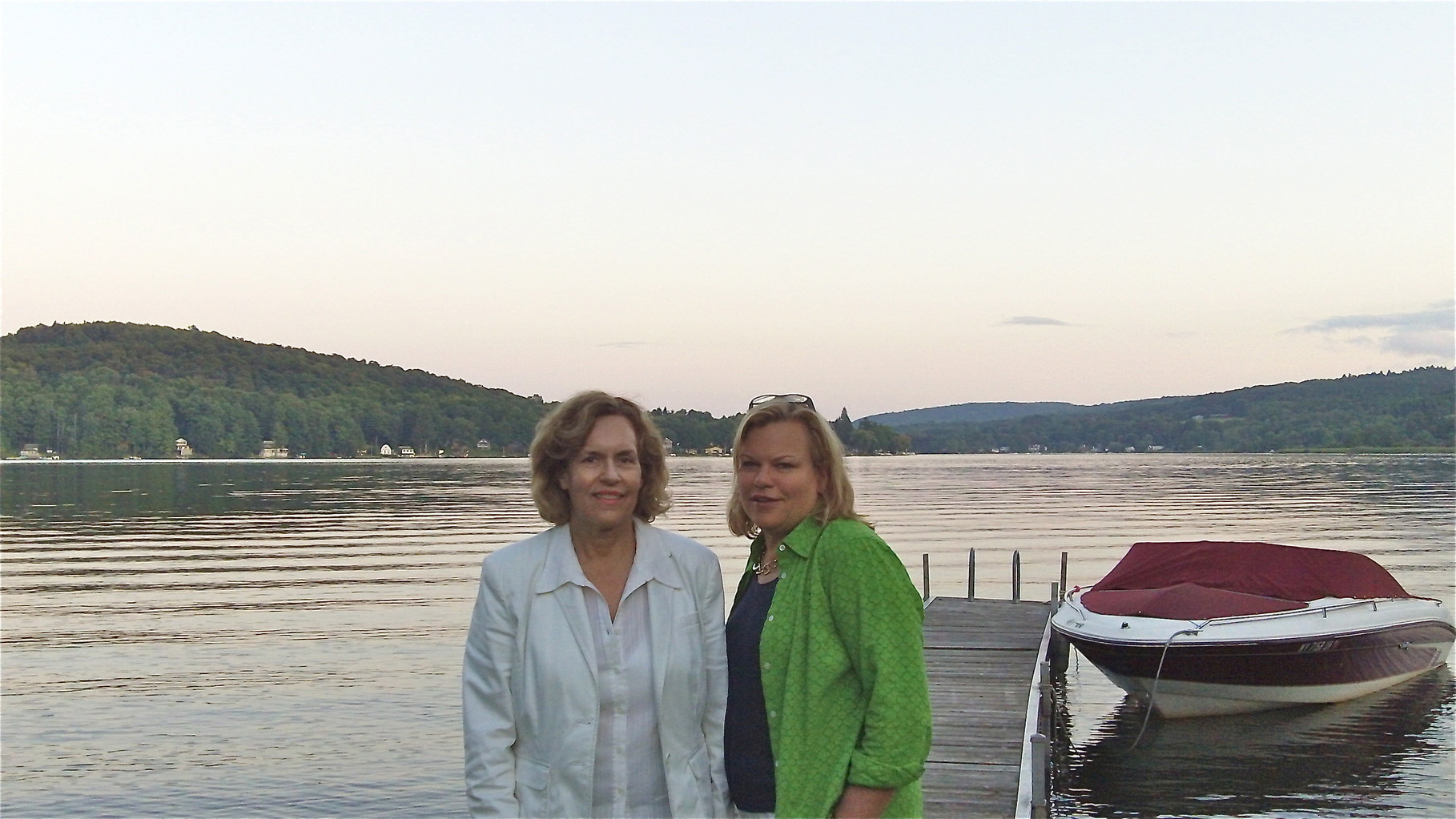 Lorraine & Celeste at Tuscarora Lake, Blue Canoe for dinner