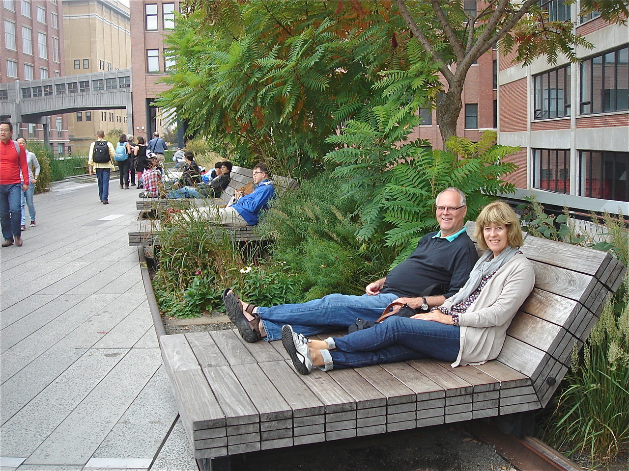 Bernd and Nancy relax along the High Line, NYC