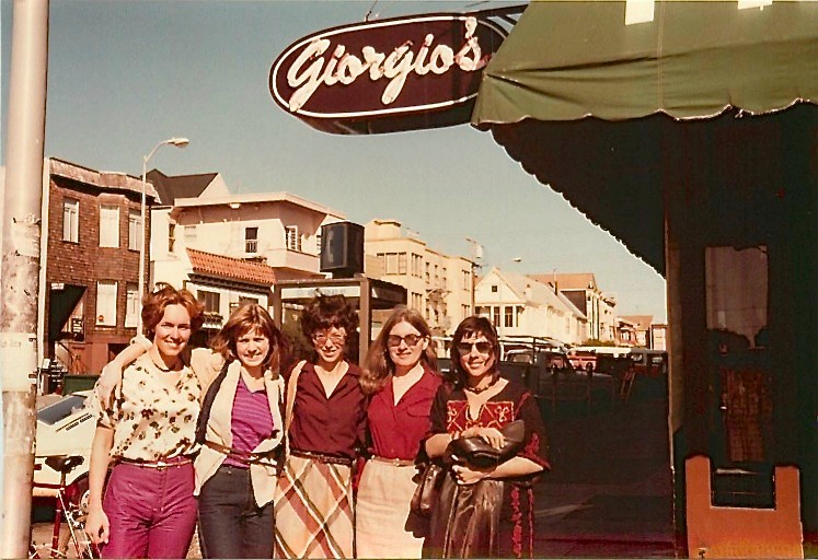 ~1981 Lorraine Gudas, Shirley Clift, Barbara Levinson, Mary Ann Wormsted, & Ingrid Caras at Georgio's, SF