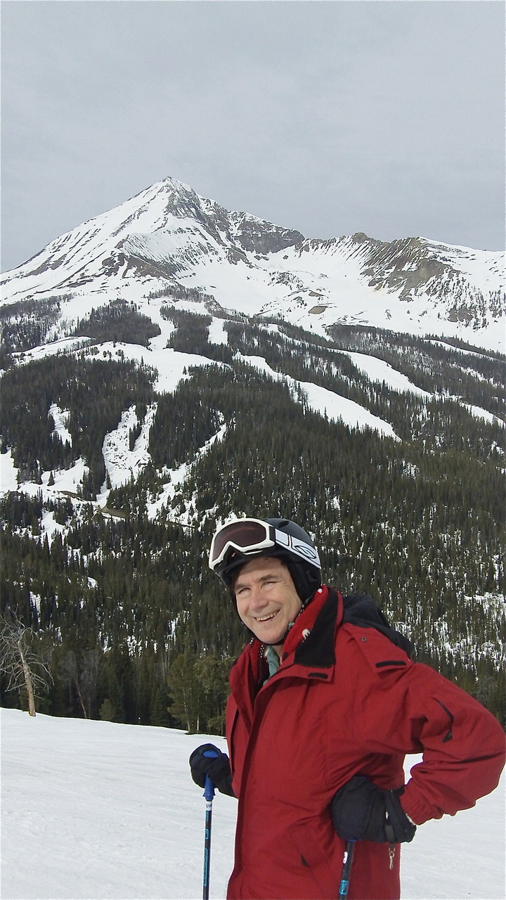 John in front of Lone Peak, Big Sky