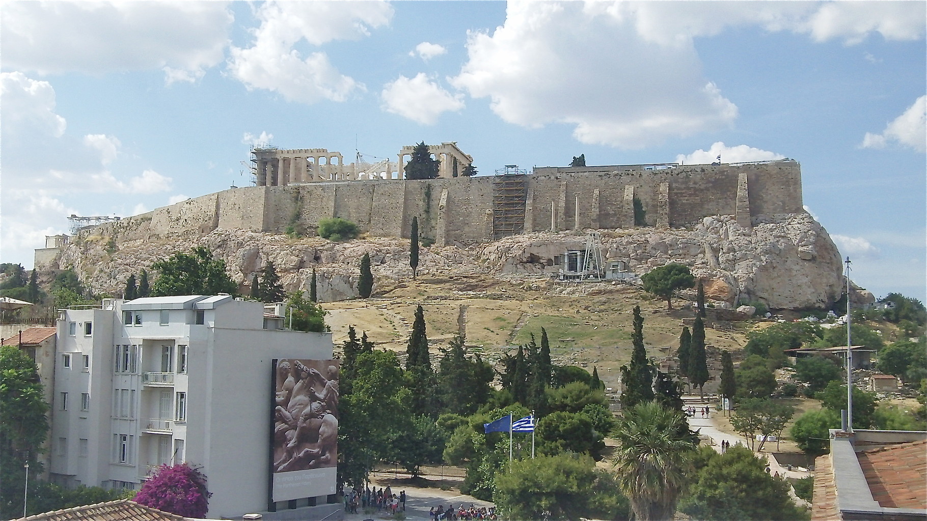 View of the Acropolis from the museum below