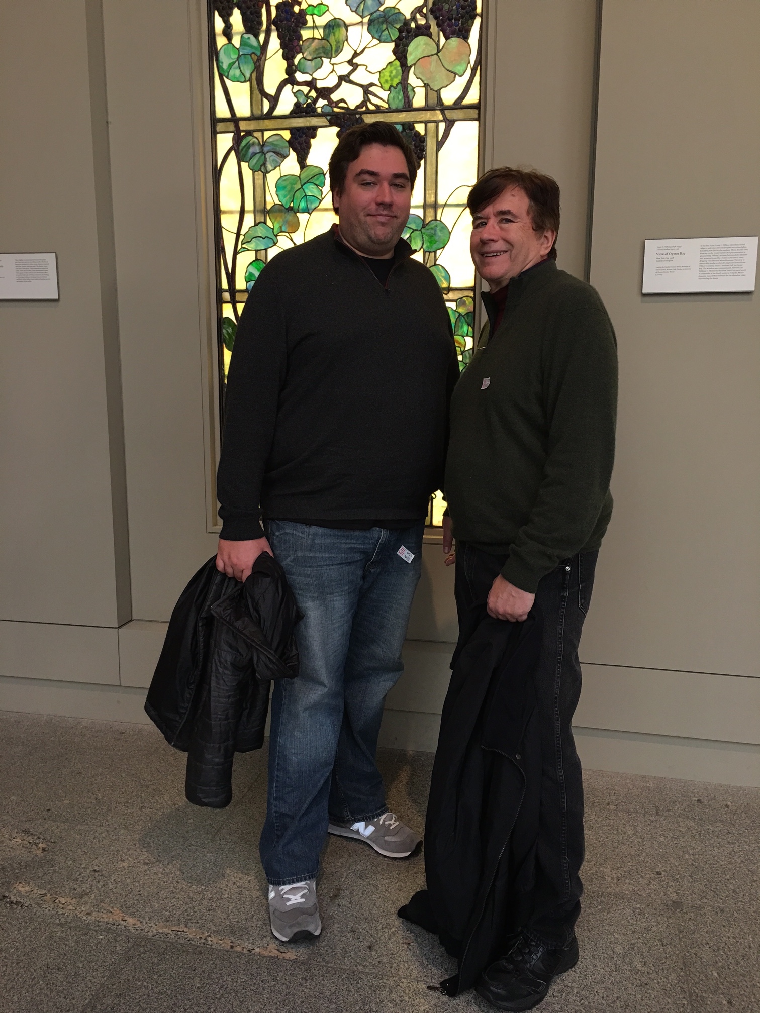 Greg & John in their Xmas cashmere sweaters at the Met, Jan. 2018