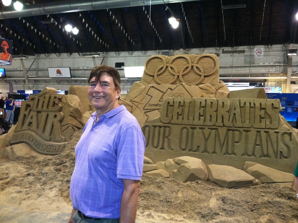 John with sand sculpture