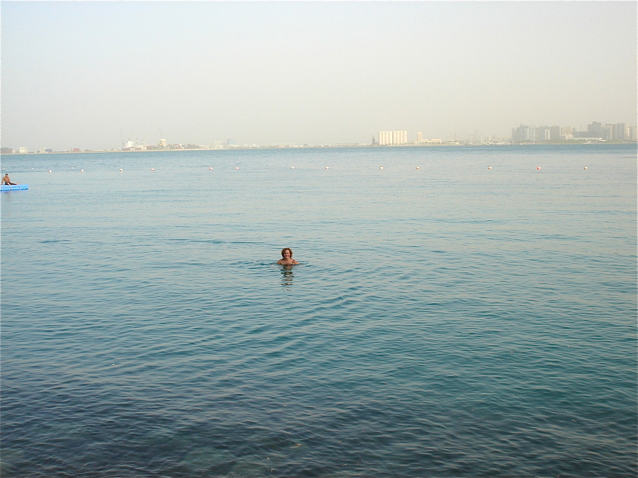 Lorraine swimming in the Persian Gulf, 29 degrees C, very salty