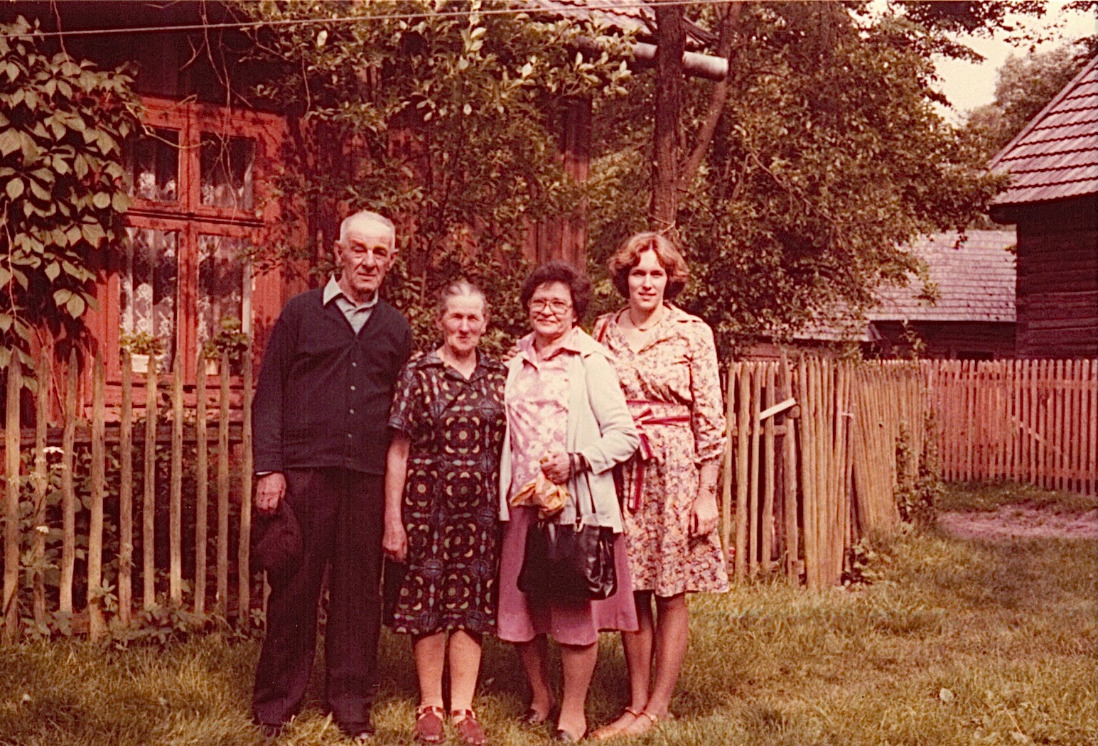 Walter & Julia Bogdan, Mayme, & Lorraine.  Walter was almost killed in 1976 when his horse reared & almost crushed him.